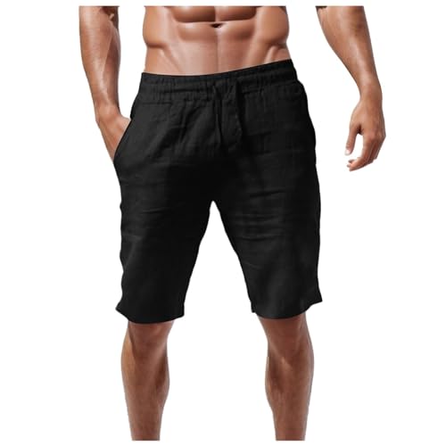 Generic Leinenhosen Herren Lang Leicht Sommerhose Loose Fit Standhosen Männer Einfarbig Freizeithose 2024 Sommer Bequeme Hose für Urlaub Strand Alltag von Generic