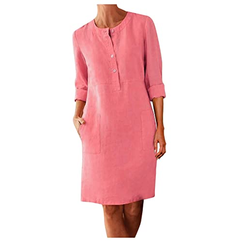 Leinenkleid Damen 3/4 Arm Kleid mit Taschen Sommer Knopfleiste Sommerkleid Damen Leinenkleider Baumwolle Leinen Blusenkleid Freizeitkleid Strandkleider Boho Kleid A-Linie Kleid Tunika Hemdblusenkleid Leinenkleid Damen 3/4 Arm Kleid mit Taschen Sommer Knopfleiste Sommerkleid Damen Leinenkleider Baumwolle Leinen Blusenkleid Freizeitkleid Strandkleider Boho Kleid A-Linie Kleid Tunika Hemdblusenkleid von Generic