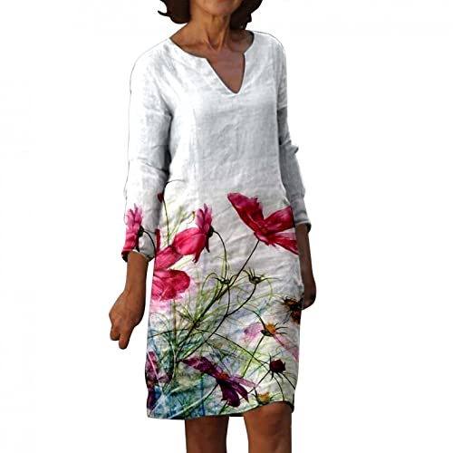 Leinenkleid Damen Herbst V-Ausschnitt Langarm Sommerkleid Knielang Leinenkleider Baumwolle Leinen Blusenkleid Drucken Freizeitkleid Strandkleider Boho Kleid A-Linie, Rot3, L Leinenkleid Damen Herbst V-Ausschnitt Langarm Sommerkleid Knielang Leinenkleider Baumwolle Leinen Blusenkleid Drucken Freizeitkleid Strandkleider Boho Kleid A-Linie, Rot3, L von Generic
