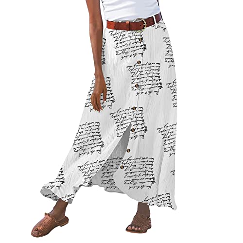 Leinenrock Damen Lang A-Linie Rock Hohe Taille Weicher Dehnbarer Maxirock Langer Luftiger Sommerrock mit Knopf Frauen Freizeitrock Mode Boho Strandrock Leinenrock Damen Lang A-Linie Rock Hohe Taille Weicher Dehnbarer Maxirock Langer Luftiger Sommerrock mit Knopf Frauen Freizeitrock Mode Boho Strandrock von Generic