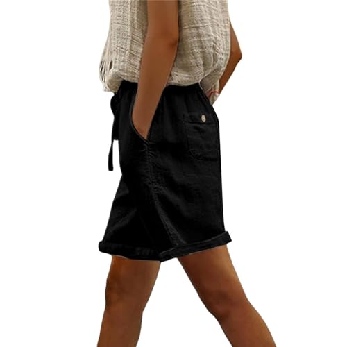 Leinenshorts Damen Boho Knielang mit Tunnelzug - Kurze Hose Leinen Bermuda Short High Waist Sommershorts Lose Strandshorts Große Größen Damen-Shorts Yoga Sportshorts mit Kordelzug Leinenshorts Damen Boho Knielang mit Tunnelzug - Kurze Hose Leinen Bermuda Short High Waist Sommershorts Lose Strandshorts Große Größen Damen-Shorts Yoga Sportshorts mit Kordelzug von Generic