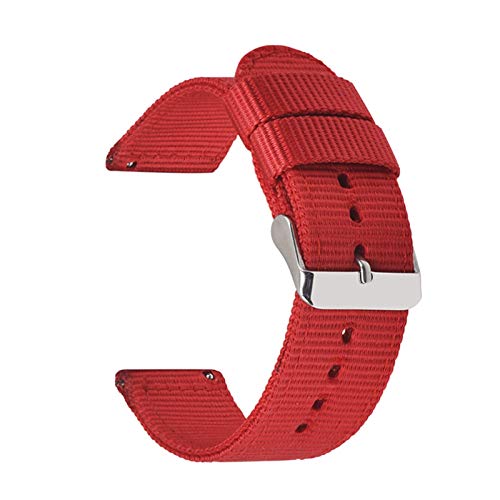 Leinwand Nylon Uhrenarmbänder for Smart Uhr Ersatz Woven Armband Armband Band Metall Schnalle Männer Straps Frauen Strap(Red,20mm) von Generic
