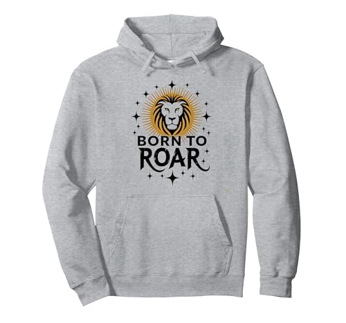 Leo Birthday Born to Roar Damen Sternzeichen Geschenk Pullover Hoodie, Unisex für Erwachsene, Grau Meliert, S von Generic