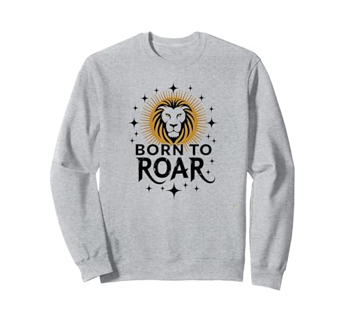 Leo Birthday Born to Roar Damen Sternzeichen Geschenk Sweatshirt, Unisex für Erwachsene, Grau Meliert, XL von Generic