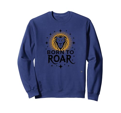 Leo Birthday Born to Roar Damen Sternzeichen Geschenk Sweatshirt, Unisex für Erwachsene, Marineblau, M von Generic