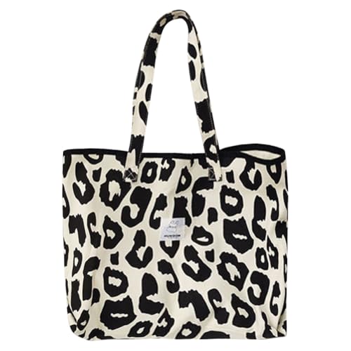 Leopard Umhängetasche Leinwand Hobo -Tasche Tasche Griff Handtasche for Frauen Mädchen (schwarz) von Generic