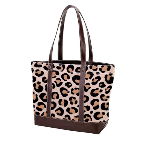 Leopardenmuster-41 modische gewaschene strapazierfähige Ledergeldbörse für Damen, mit Tragegriff oben, mit Taschen, Reißverschluss, Mehrfarbig 05, 33.8x12x31cm/13.3x4.7x12.2 in von Generic