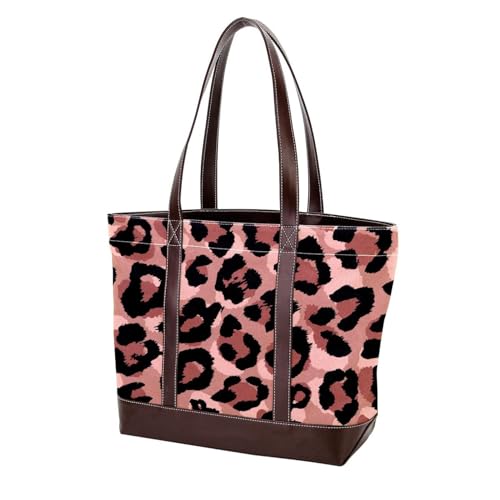 Leopardenmuster-41 modische gewaschene strapazierfähige Ledergeldbörse für Damen, mit Tragegriff oben, mit Taschen, Reißverschluss, Mehrfarbig 07, 33.8x12x31cm/13.3x4.7x12.2 in von Generic