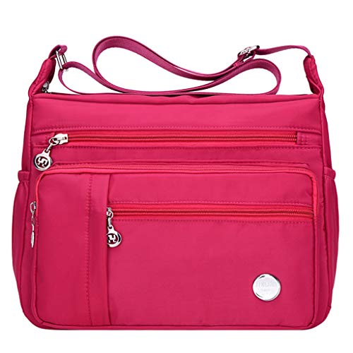 Leopardenmuster Taschen Mode-Umhängetaschen Single Crossbody-wasserdichte Tasche Botschafter Frauen Nylon-Tasche Niedliche Kleine Regenschirm Kinderspielzeug Taschen Tragen Tier (Hot Pink, L) von Generic