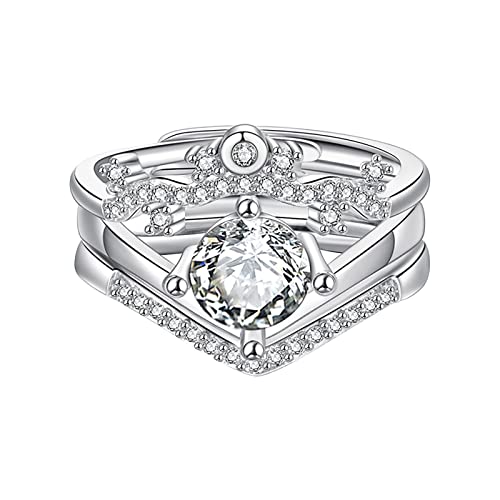 Lesezeichen Der Ringe Zirkonring Öffnung verstellbar Persönlichkeitsring einfacher Damenring Valentinstag (Silver, One Size) von Generic