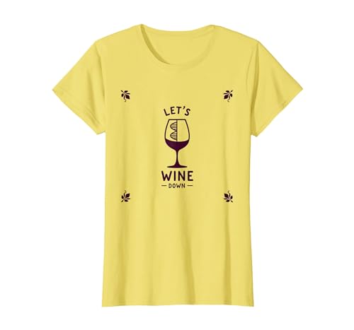 Let's Wine Down: DNA Helix Glas Humor T-Shirt, Damen, Gelb, L von Generic