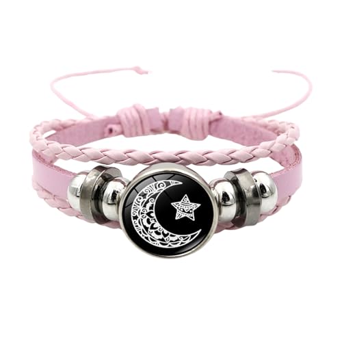 Leuchtende Armbänder für Paare, geflochtene Armbänder verstellbar mit Sonne und Mond. Leuchtstein speichert die Energie des Lichts unter der Bestrahlung der langen schwarzen Perlenkette, von Generic