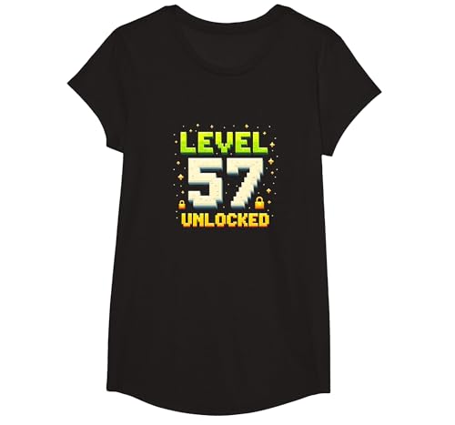Level 57 Freigeschaltetes Geburtstagsgeschenk für Gamer T-Shirt, Girls, Schwarz, XS Level 57 Freigeschaltetes Geburtstagsgeschenk für Gamer T-Shirt, Girls, Schwarz, XS von Generic
