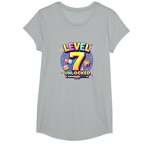 Level 7 Freigeschaltete Gamer Geburtstag Erfolgsfeier T-Shirt, Girls, Grau Meliert, Mittel Level 7 Freigeschaltete Gamer Geburtstag Erfolgsfeier T-Shirt, Girls, Grau Meliert, Mittel von Generic