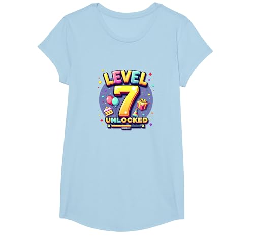 Level 7 Freigeschaltete Gamer Geburtstag Erfolgsfeier T-Shirt, Girls, Himmelblau, Mittel Level 7 Freigeschaltete Gamer Geburtstag Erfolgsfeier T-Shirt, Girls, Himmelblau, Mittel von Generic