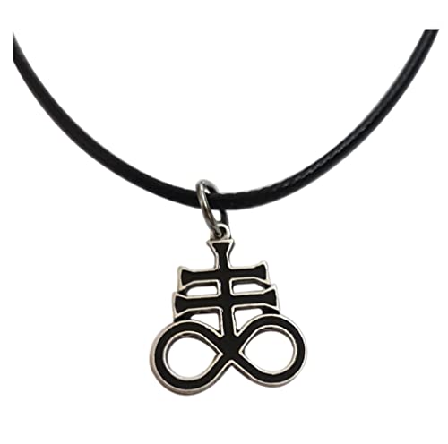 Leviathan Kreuz Schwarzer Anhänger mit Halskette - Talisman Schutz Versilbertes Metall - Handgefertigtes Juwel - Cross H 2 cm von lazzaro italy