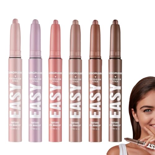 Lidschattenstifte für die Augen,Lidschattenstift-Set | Mattes Lidschatten-Set | 6 Stück cremiger Lidschattenstift, Augenaufheller, langanhaltend wasserfest, mattes Finish für alle von Generic
