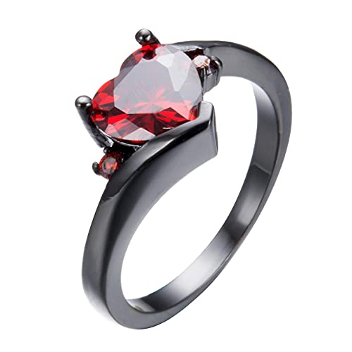 Liebe geformte Frauen Herz Liebe Zirkonia Herzen Accessoires farbenfrohe Ringe Ringe Riemchen (Red, 8) von Generic