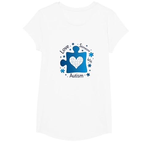 Liebe jemanden mit Autismus: Bewusstsein & Unterstützung T-Shirt, Girls, Weiß, XS Liebe jemanden mit Autismus: Bewusstsein & Unterstützung T-Shirt, Girls, Weiß, XS von Generic