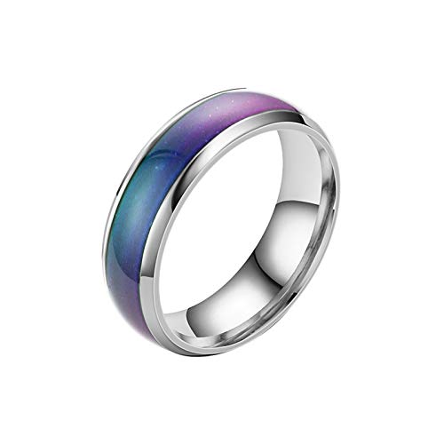 Light Seven Glaze Color Sensitive Ring Farbwechsel Farbtemperatur Modische Ringe Fingerringe für Frauen, silber, 32 von Generic