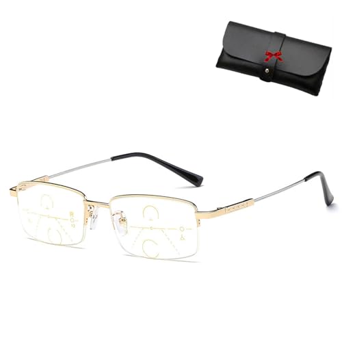 Lilcher Intellireaders, Titanium Progressive Far and near Dual-Use Reading Glasses, Lilcher Intellireaders for Men Women (Gold,+3.00) von Generic