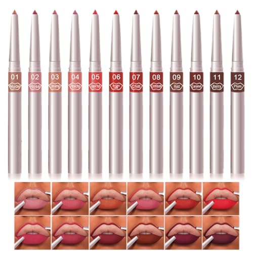 Lip Liner Set Lip Liner Set - 12 Stück Creamy Lip Liner Set | Makeup Set für glatte und matte Lippen für Frauen Freundin von Generic
