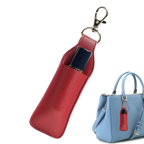 Lippenbalsamhalterhülse - Lippenstifthaltertasche Schlüsselbund, tragbarer Make -up -Lippenstift -Speichertasche | Single Lippenstift Lederhülle Keychain Lippenstifttasche, Strumpfstoffe für Frauen, R von Generic