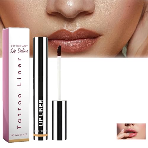 Lippenkonturenstift, abnehmbarer Lippenstift, abnehmbarer Lippenkonturenstift, Plump Lip Lines Lip Liner, Long Last Peel Off Lip Liner, mattes Lipgloss-Set, Geschenk für Damen 5 ml (Hellbraun) von Generic