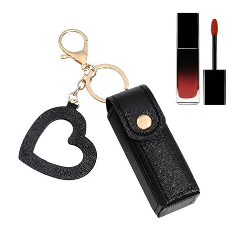 Lippenstift Organizer Make Up Halter | Stylischer PU Leder Lippenstift Koffer mit Herzanhänger für Lippenstift und Lipgloss Tolles Geschenk Geburtstage Weihnachten Neujahr, Black, verwijzen naar de von Generic