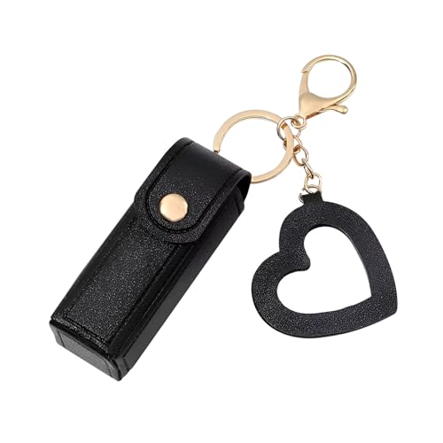 Lippenstift-Organizer – Reise-Make-up-Tasche | Tragbare Lippenstifttasche, kleine tragbare Lippenstift-Tasche aus elegantem PU-Leder mit Herzanhänger für Comple, Schwarz , riferimento alla von Generic