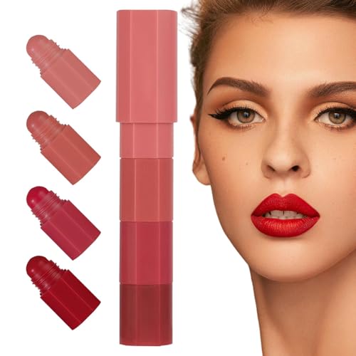 Lippenstift-Set, Lippenstift-Set, Lipgloss-Set – 4-teiliges Lippenstift-Set für Damen, feuchtigkeitsspendendes Lipgloss-Set, tragbar, wasserdicht von Generic