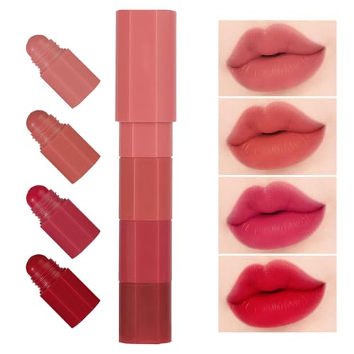 Lippenstift-Set, Lippenstift-Set, nicht haftend, feuchtigkeitsspendender Lipgloss für Frauen, 4 Stück langanhaltender matter Lippenstift, Set von Generic