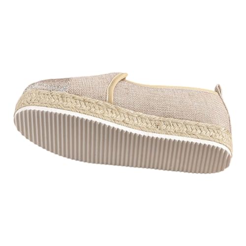 Loafer Slip on Sneaker Laufschuhe Damen Sportschuhe Damen Sommerschuhe Running-Schuhe Damen Stroh Bequeme Dicke Unterseite rutschfest Freizeitschuhe Einzelne Schuhe von Generic