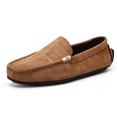Loafer for Herren, runde Zehenpartie, Wildleder, Vamp-Leder, Fahr-Loafer, leicht, flexibel, rutschfest, modisch, for Hochzeiten(Apricot Yellow,41 EU) von Generic