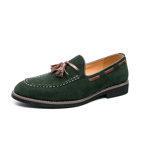 Loafers Für Männer Casual Mokassins Mode Wildleder Spitze Slip-On Anzug Fahren Schuhe,Grün,39 EU von Generic