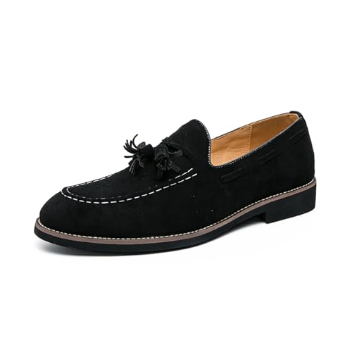 Loafers Für Männer Casual Mokassins Mode Wildleder Spitze Slip-On Anzug Fahren Schuhe,Schwarz,44.5 EU von Generic