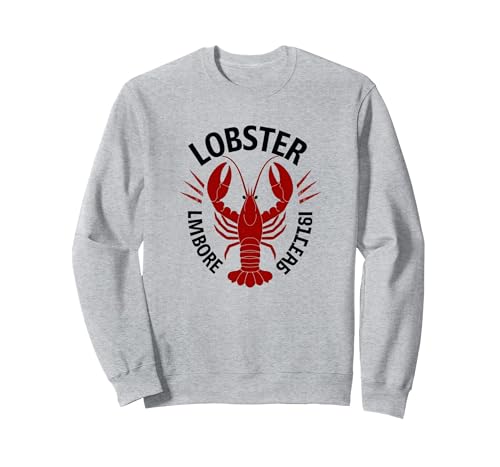 Lobster Mobster Damen Retro Meeresfrüchte Humor Grafik Sweatshirt, Unisex für Erwachsene, Grau Meliert, M von Generic
