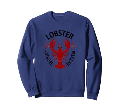 Lobster Mobster Damen Retro Meeresfrüchte Humor Grafik Sweatshirt, Unisex für Erwachsene, Marineblau, S von Generic