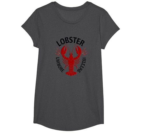 Lobster Mobster Damen Retro Meeresfrüchte Humor Grafik T-Shirt, Girls, Anthrazit Meliert, XS von Generic
