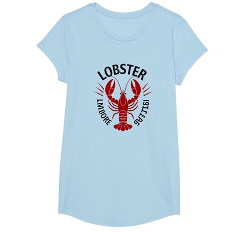 Lobster Mobster Damen Retro Meeresfrüchte Humor Grafik T-Shirt, Girls, Himmelblau, L von Generic