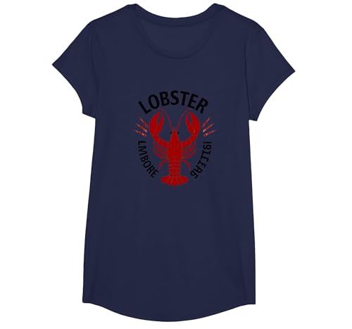 Lobster Mobster Damen Retro Meeresfrüchte Humor Grafik T-Shirt, Girls, Marineblau, L von Generic