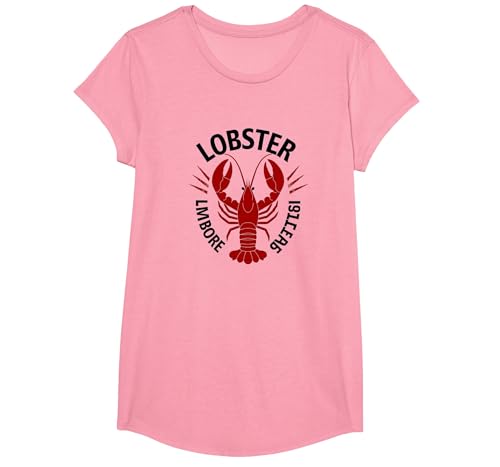 Lobster Mobster Damen Retro Meeresfrüchte Humor Grafik T-Shirt, Girls, Rosa, L von Generic