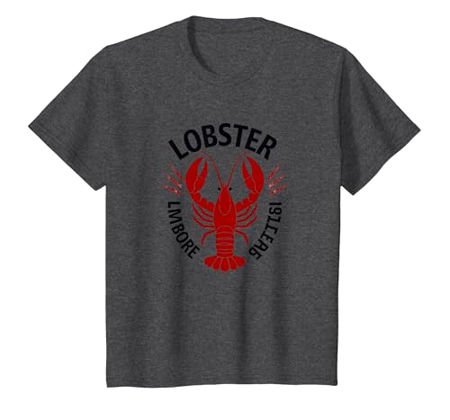 Lobster Mobster Damen Retro Meeresfrüchte Humor Grafik T-Shirt, Kinder, Anthrazit Meliert, 98 von Generic
