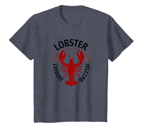 Lobster Mobster Damen Retro Meeresfrüchte Humor Grafik T-Shirt, Kinder, Blau Meliert, 128 von Generic