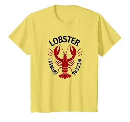 Lobster Mobster Damen Retro Meeresfrüchte Humor Grafik T-Shirt, Kinder, Gelb, 98 von Generic