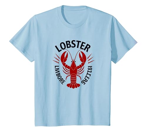 Lobster Mobster Damen Retro Meeresfrüchte Humor Grafik T-Shirt, Kinder, Himmelblau, 128 von Generic