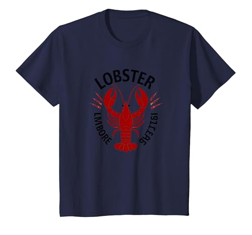 Lobster Mobster Damen Retro Meeresfrüchte Humor Grafik T-Shirt, Kinder, Marineblau, 116 von Generic