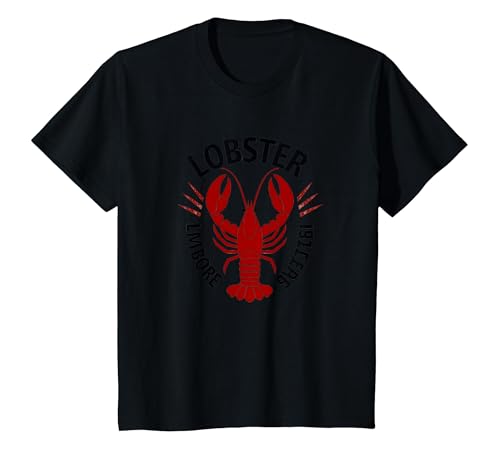 Lobster Mobster Damen Retro Meeresfrüchte Humor Grafik T-Shirt, Kinder, Schwarz, 116 von Generic