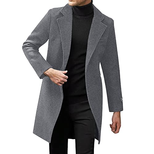 Lodenmantel Mantel Kurzmantel für Herren Trachtenmantel Walk Loden grau Hirschhornknöpfe Herrenmantel aus Loden anthrazit dunkelgrau modischer Schnitt (Grau, XXL) von Generic