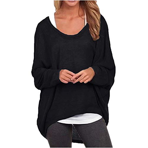 Longpullover Damen Longshirt Tunika Damen Lose Asymmetrisch Jumper Sweatshirt Pullover Bluse Oberteile Oversize Tops von Generic